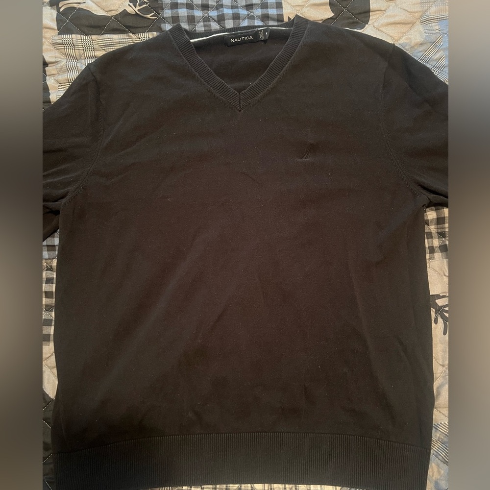 Nautica Men's Charcoal V-Neck Sweater